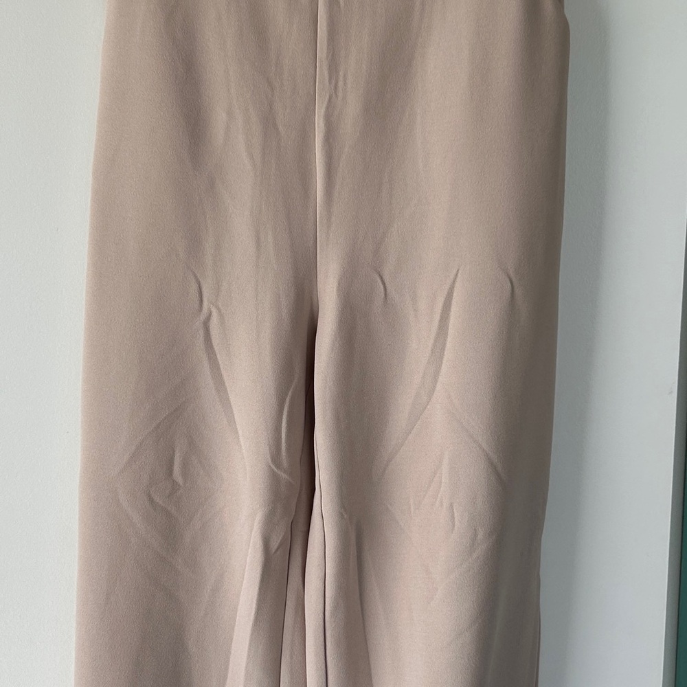 Elegant Tan Jumpsuit with Sexy Leg Slit - Picture 11 of 12